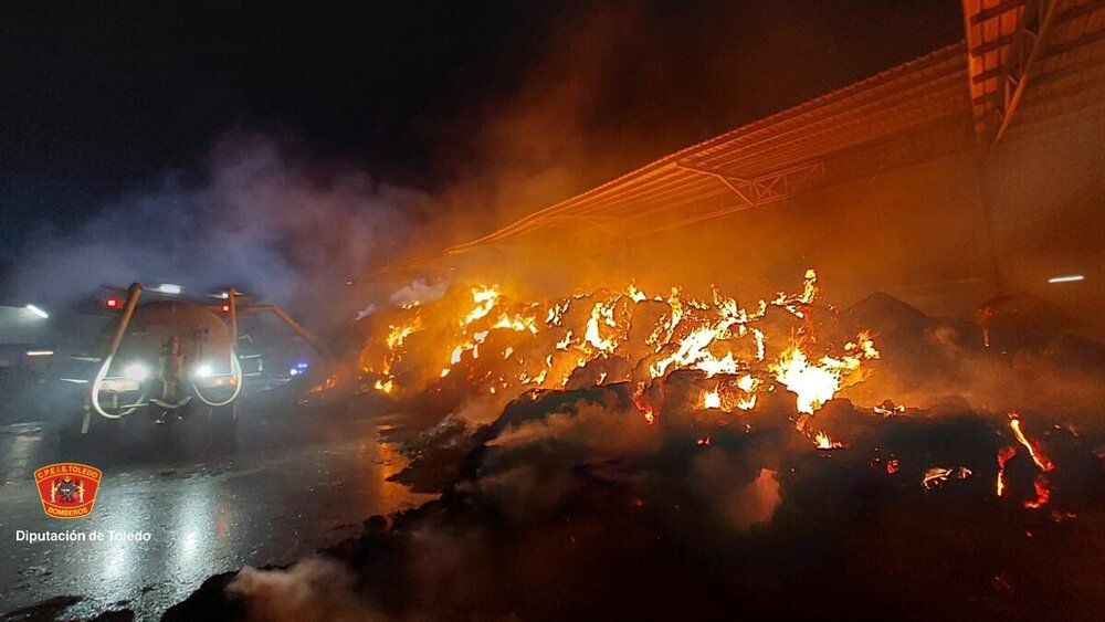 16 terneros muertos en un incendio en Talavera La Nueva